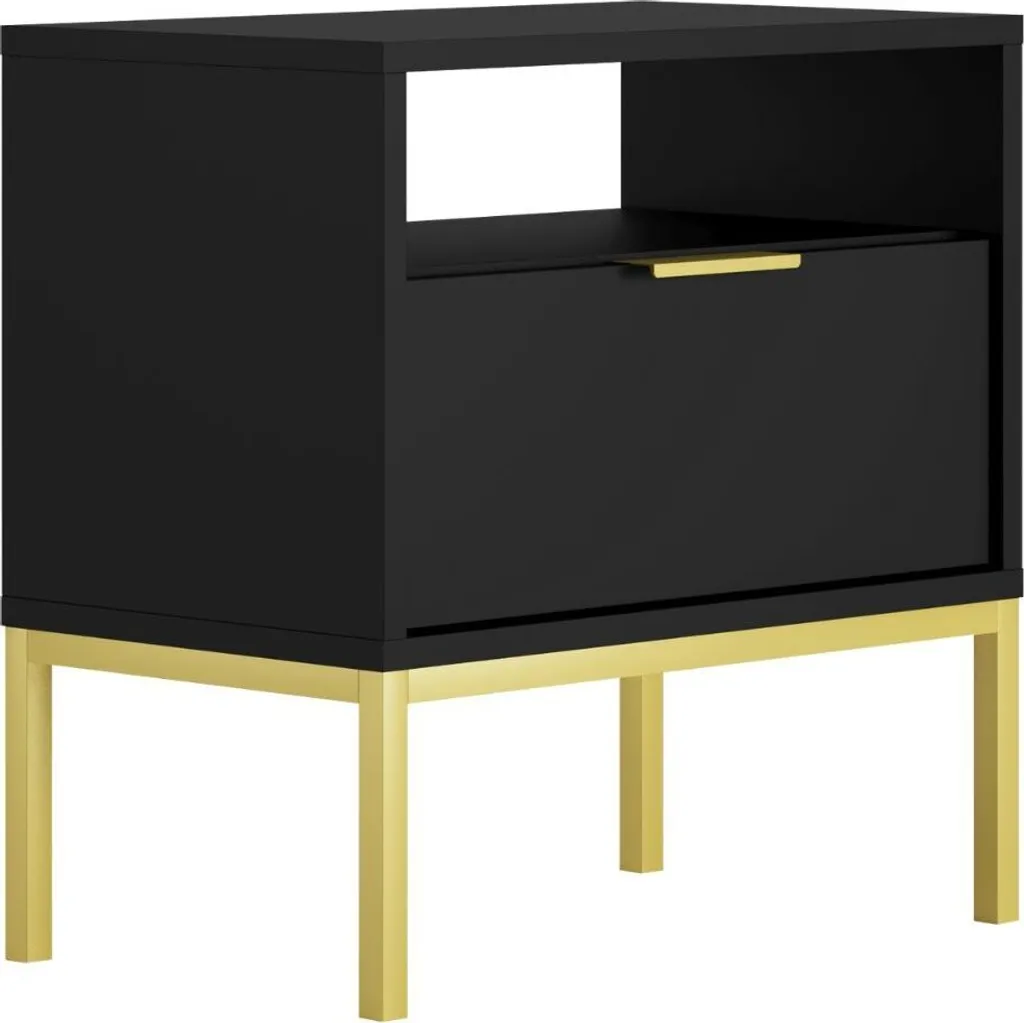 Table de chevet noire et or pour une chambre moderne et chic