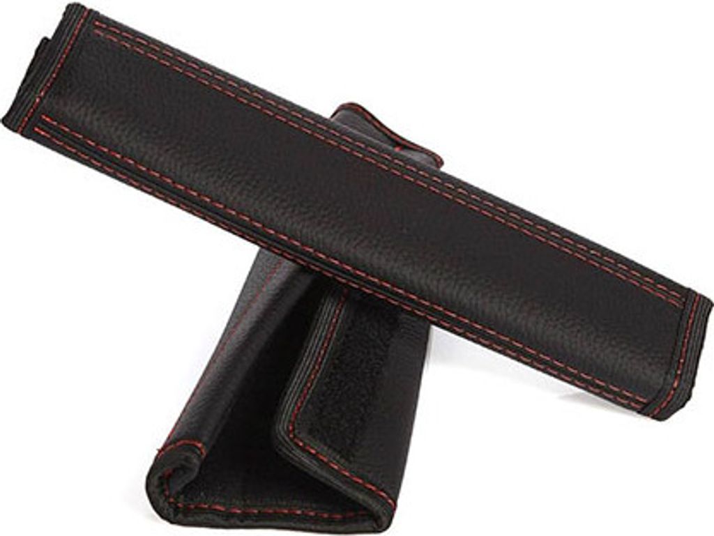Gurtschoner Gurtschutz 1 Paar 2 Stück Echtes Leder Schwarz Naht Rot