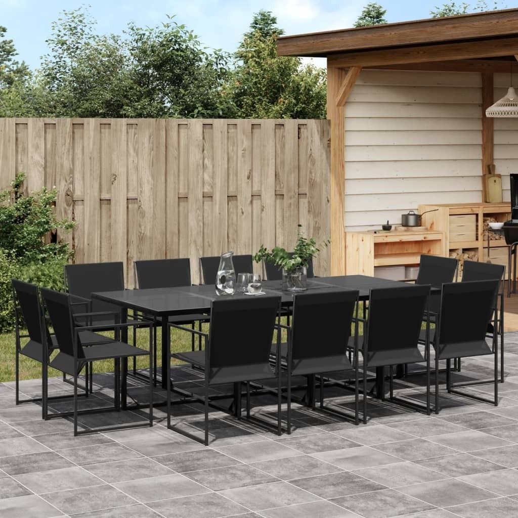 Maison Exclusive - 13-tlg. Garten-Essgruppe Schwarz Textilene