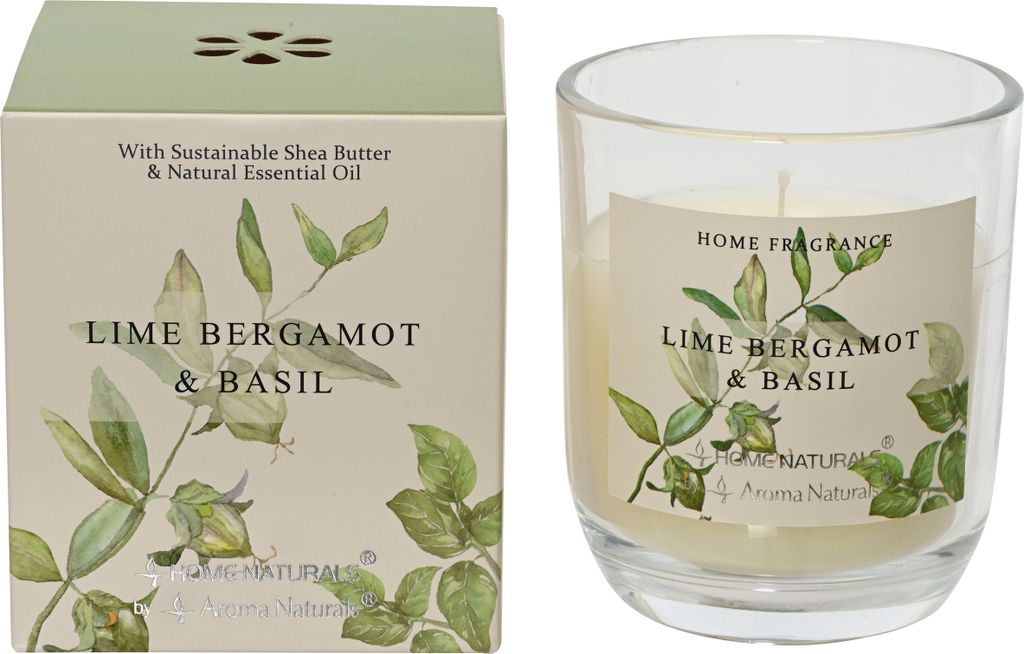 Duftkerze im Glas 9cm Limette Bergamotte Basilikum Duft Creme Weiß
