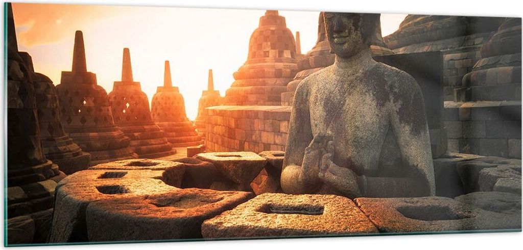 Bilder auf glas - Buddha Glaube Asien - 100x40cm - Glasbilder - Wandbilder - Kunstdruck - zum Aufhängen bereit - Wanddekoration aus Glas - Glas Bi...