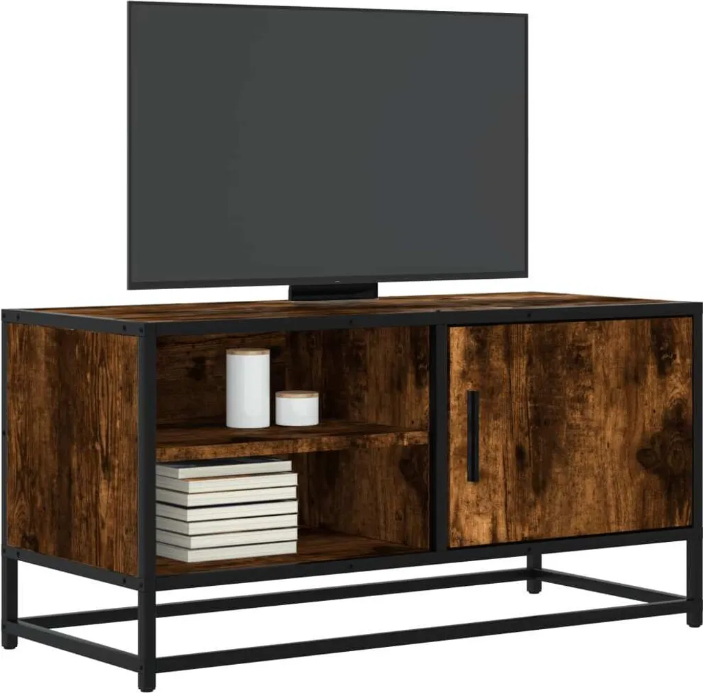 Maison Exclusive - Mobile TV in rovere affumicato 80x34,5x40 cm Materiale ligneo e metallo