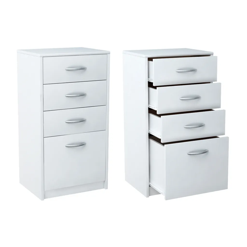 Commode Gain de Place 4 Tiroirs Blanc Mat - Buffet Compact 45cm - 5