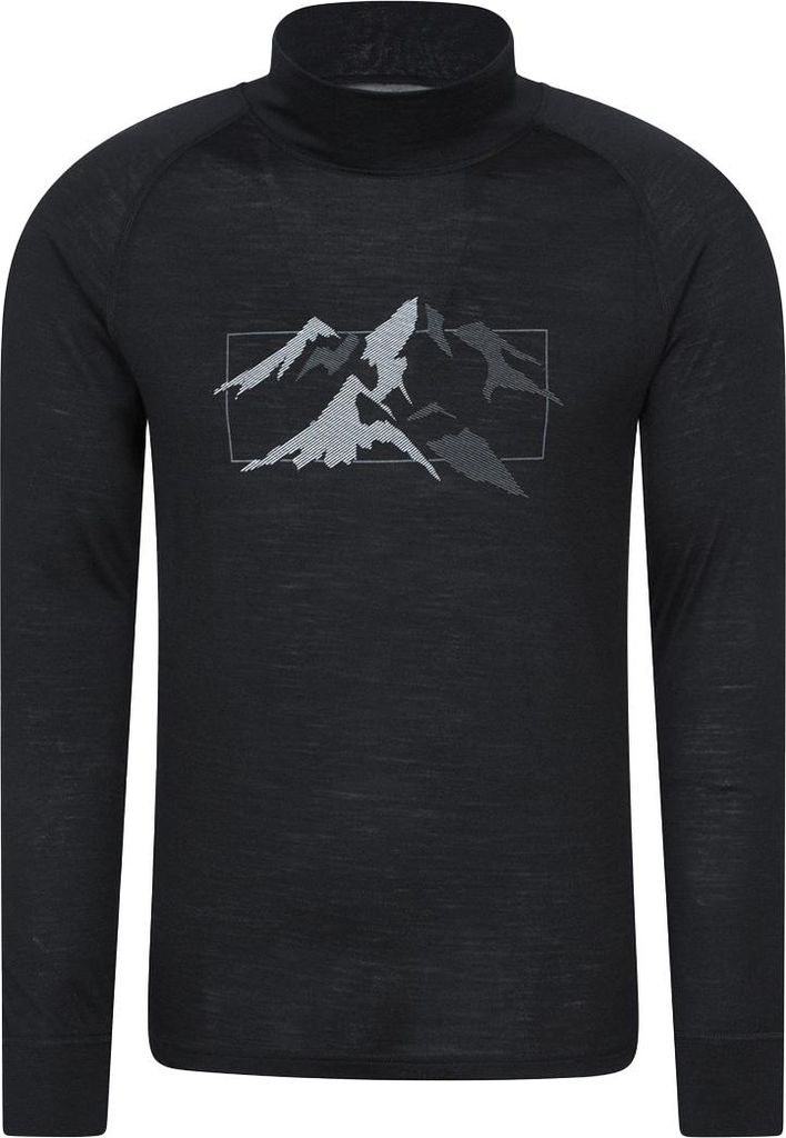 Mountain Warehouse - "Quest" Thermo-Top für Herren/Damen Uni, Wolle, Langärmlig MW4615 (S) (Schwarz)