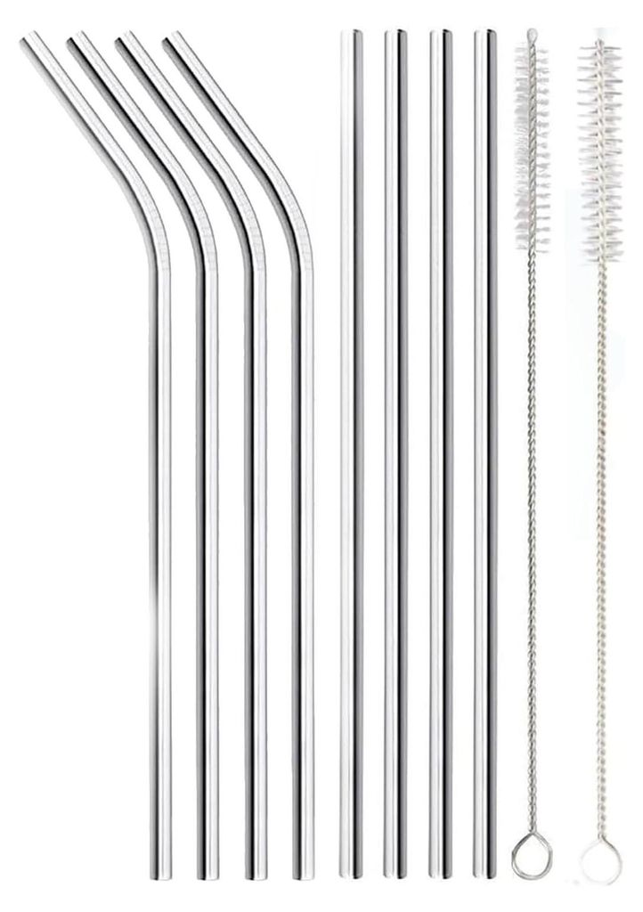8 Stück Edelstahl Strohhalme 30cm mit 2 Wiederverwendbar, Produktbild 