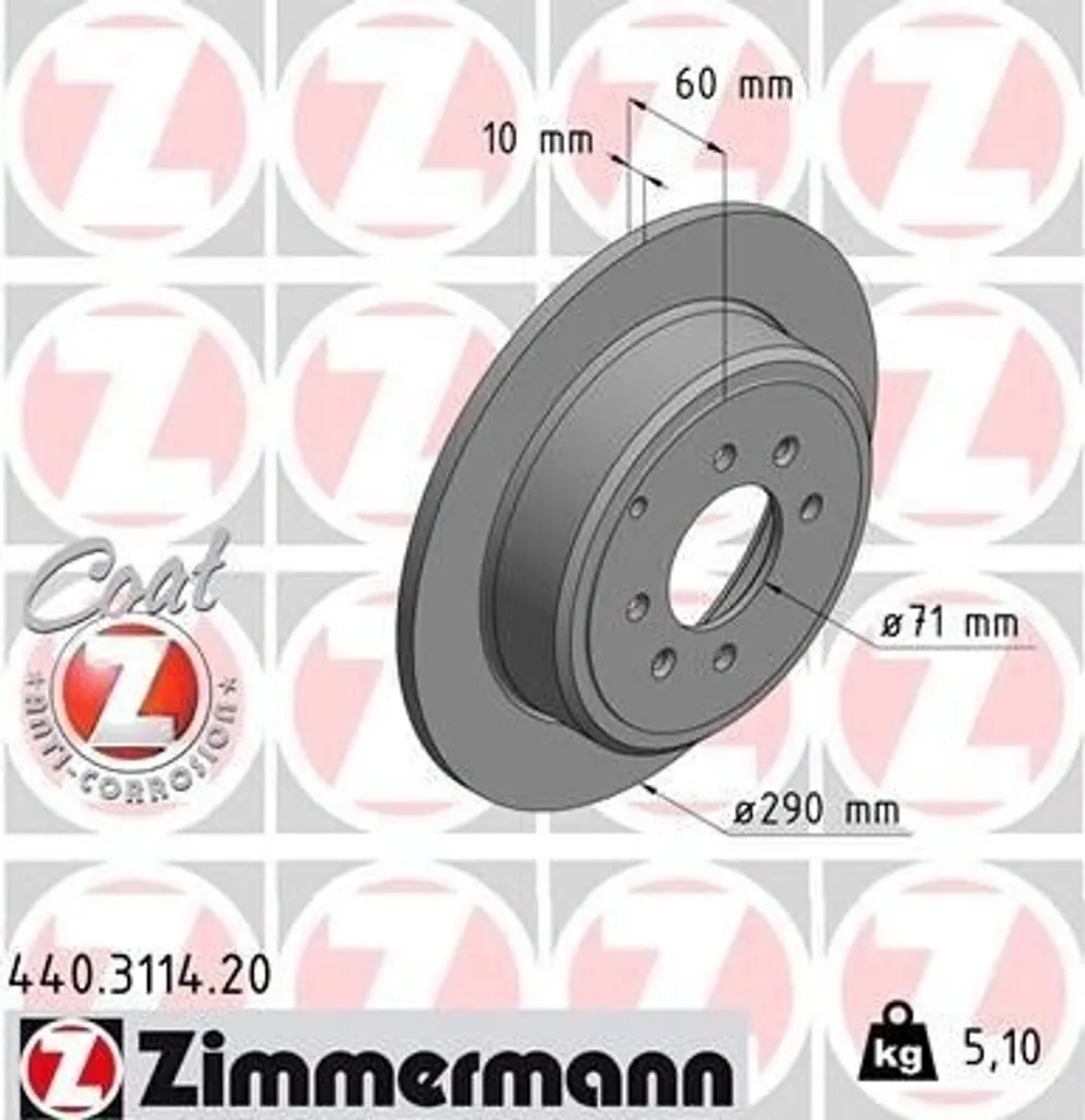 Disque de frein arrière pour 406 Berline et Break - Gamme Zimmermann