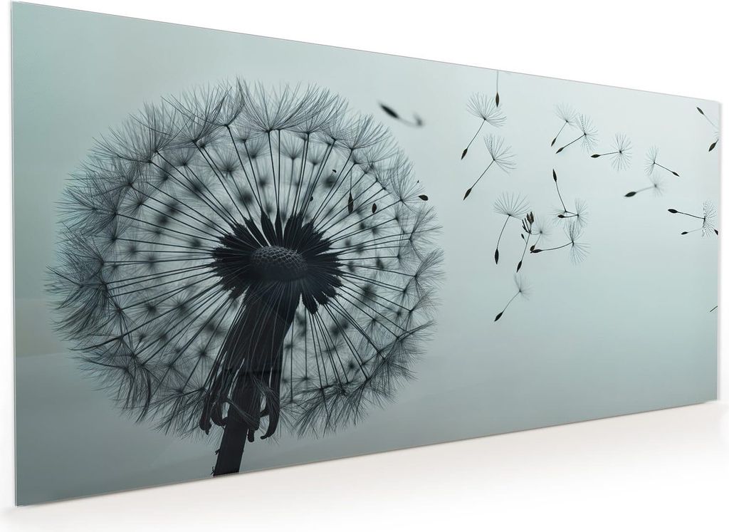 Küchenrückwand Spritzschutz Glas mit Motiv Pusteblume im Wind 40 x 40 cm