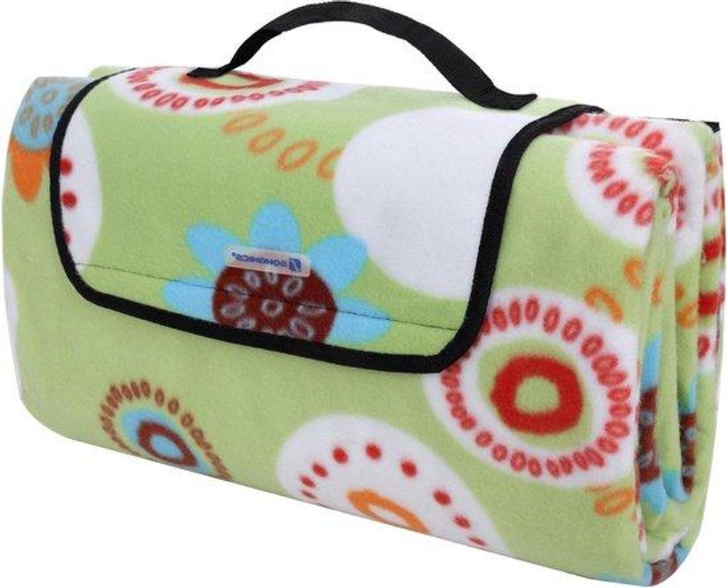Wasserdichter Picknickdeck 200 x 200 cm - Stranddeck für Outdoor-Camping - Opklappbar und leicht - Blumenmuster - Grün