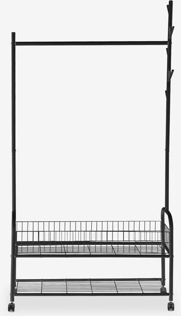 Penderie mobile Trolley Lamy en métal noir avec barres de transport pro