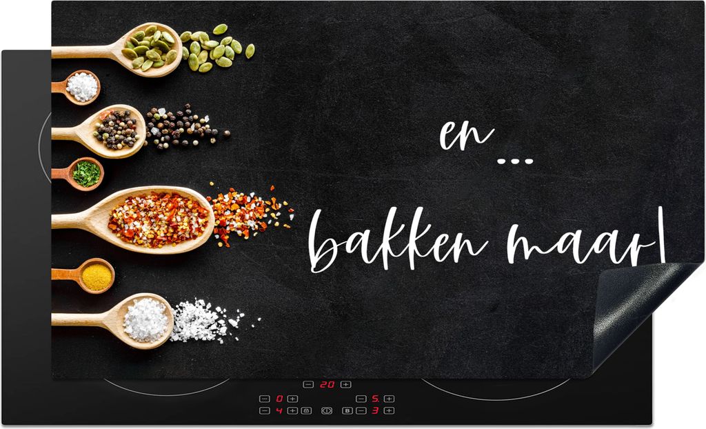 KitchenYeah Herdabdeckplatte Und... Backen Sie! - Küche - Sprichwörter - Zitate - Gewürze , 91x52cm, Küche Deko, Glaskeramikfeld Herdabdeckun...