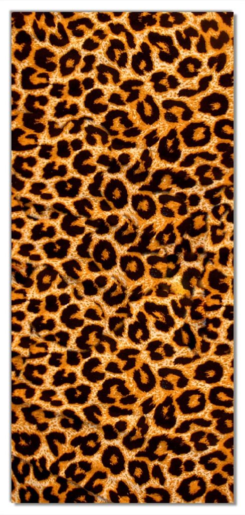 Wallario selbstklebende Türtapete 93 x 205 cm - Leopardenmuster in orange schwarz - Abwischbar, rückstandsfrei zu entfernen