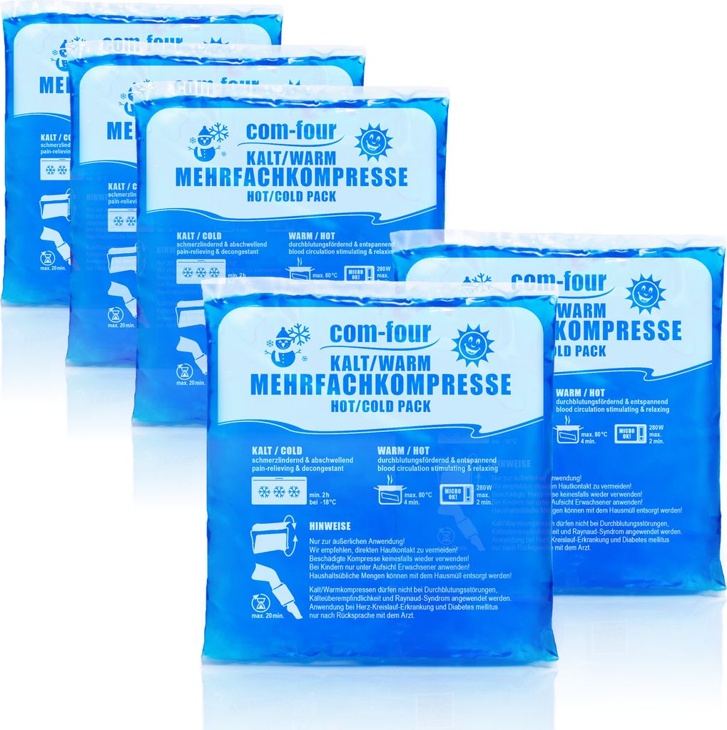 com-four 5x Mehrfach-Kompresse 14 x 13 cm für Warm und Kaltkompressen, Kühlpads - Kühlpack mikrowellengeeignet - Germany