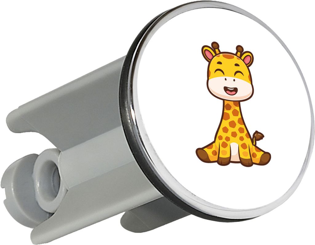 Huuraa Waschbeckenstöpsel Giraffe Comic 4cm höhenverstellbar Abflussstopfen Geschenkidee