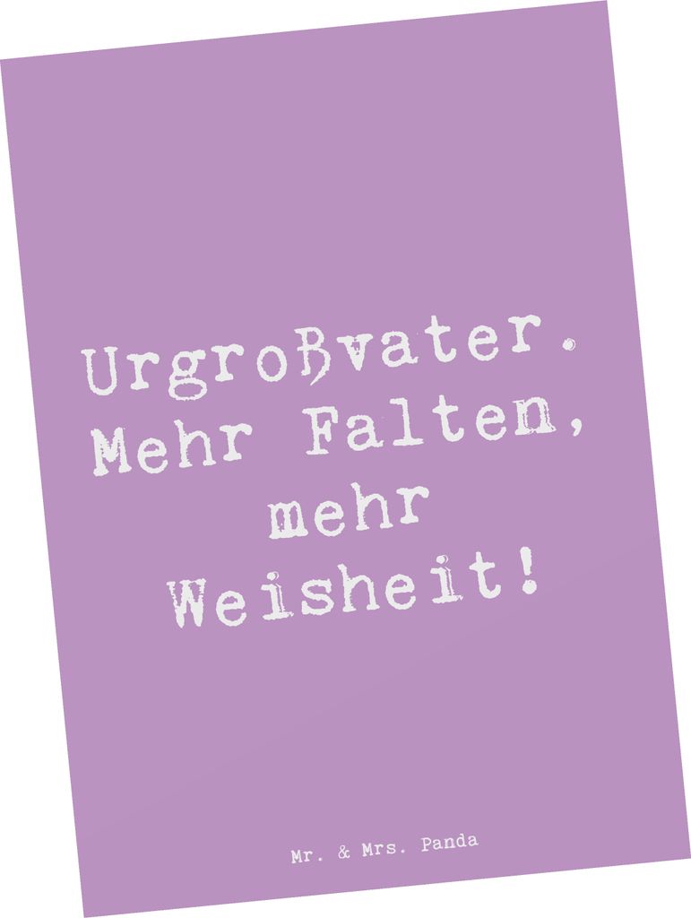 Mr. & Mrs. Panda Postkarte Spruch Urgroßvater Weisheit - Lavendeltraum - Geschenk, Familienbande, Ahnen, Familie, Alter, Ansichtskarten, Erbe, Gru...