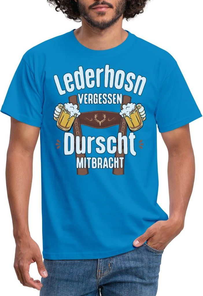 Spreadshirt Lederhose Vergessen Durscht Mitgebracht Trachten Männer T-Shirt, XL, Royalblau