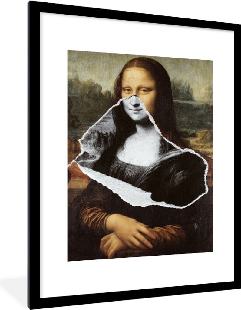 MuchoWow Gerahmtes Poster Mona Lisa - Da Vinci - Kunst 60x80 cm - Poster mit Schwarzem Bilderrahmen Wandposter Rahmen Foto Bilder - Wohnzimmer - ...