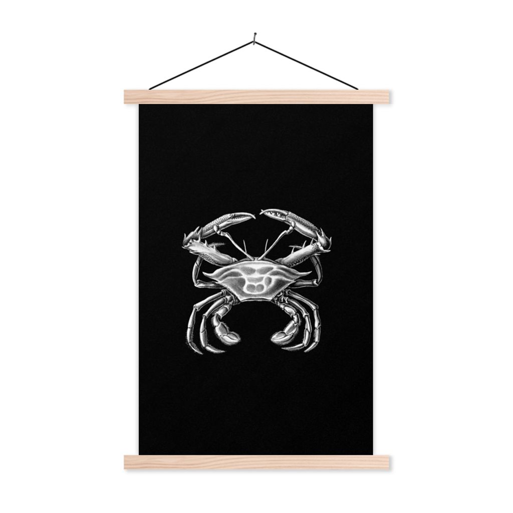MuchoWow Textilposter Ernst Haeckel - Krabbe - Alte Meister - Vintage - Tiere - Kunst 120x180 cm mit holzfarbenen Rahmen - Textil-Plakat