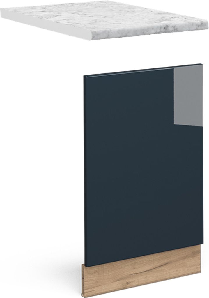 Frontblende Vicco Fame-Line Dunkelblau Hochglanz 45 cm , AP Marmor, Model 49693