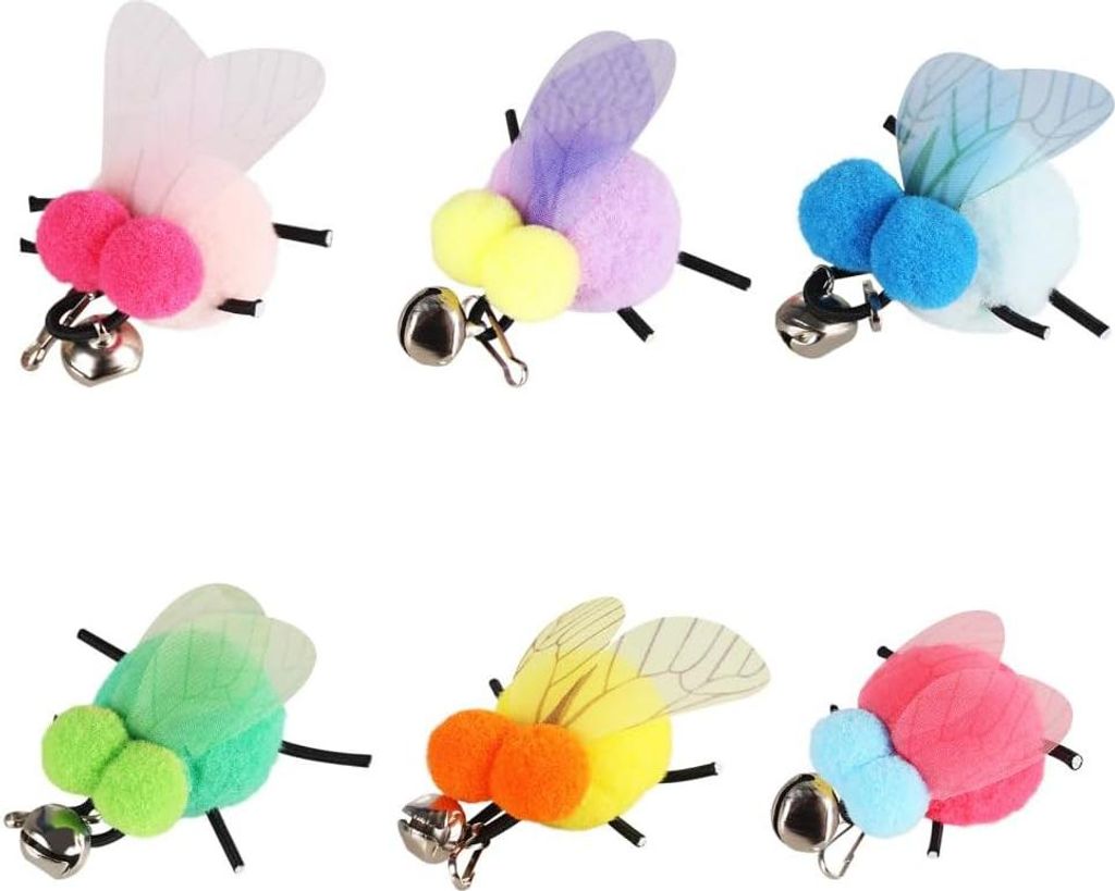 Ersatzspielzeug für Katzen - Insektenfedern - 6 Stück Katzen-Spielzeug Zauberstab Füllungen mit Glocken - Insektenfedern für Wohnungskatzen zum...