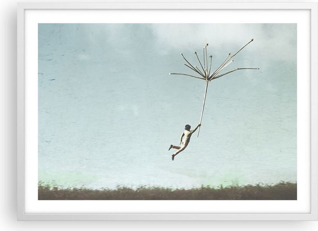 Gerahmtes Poster - Weißer Rahmen - Vintage unwirklich Metapher - 70x50 cm - Wand Bild - Wanddeko - Wandbilder - Kunstposter - Wandposter - Bilderr...