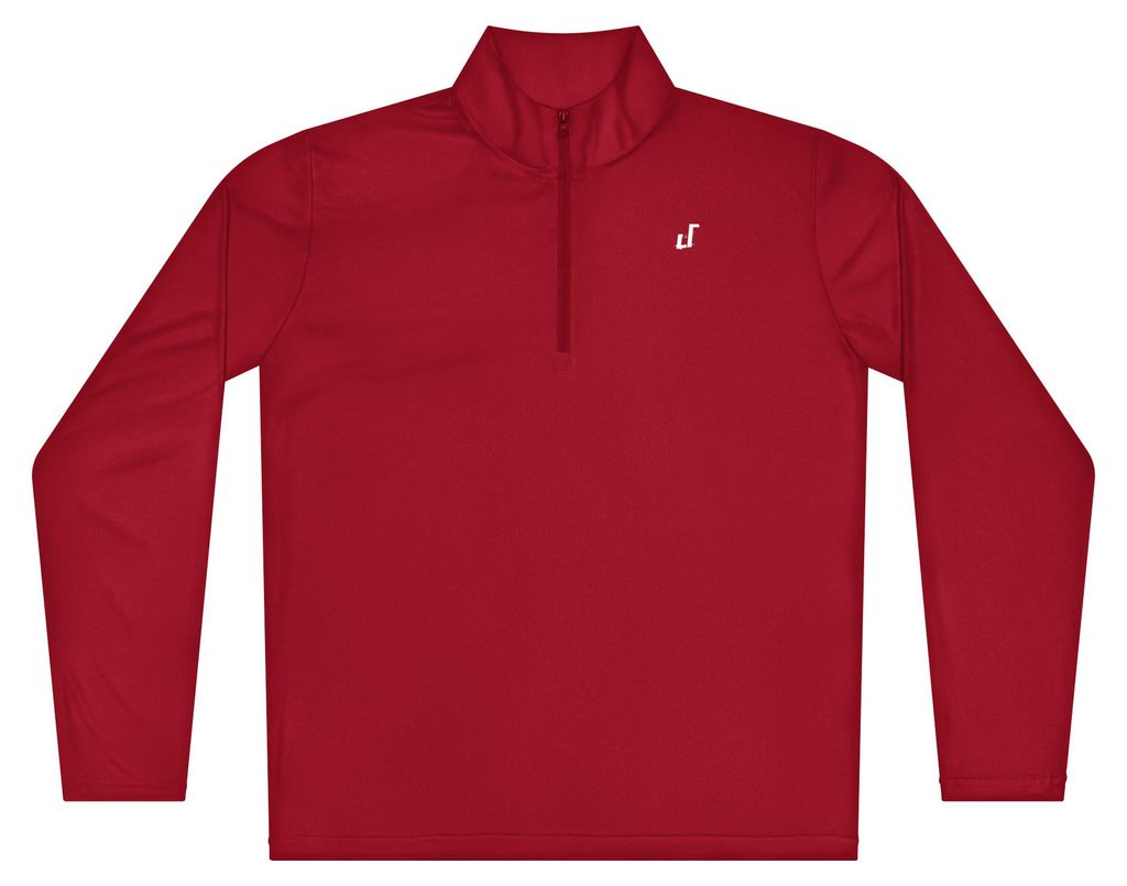 DECALVIBES Leichter Herren Pullover mit Viertel-Reißverschluss - True Red , XL