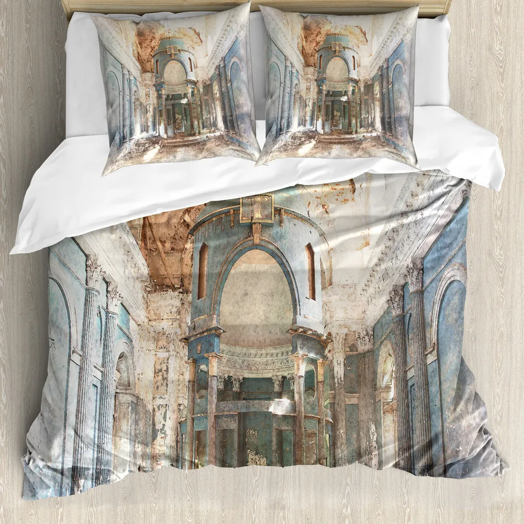 ABAKUHAUS Copripiumino antico, vintage, antiacaro, adatto a chi soffre di allergie, con federe, 155 cm x 220 cm - 80 x 80 cm, blu petrolio Marigold
