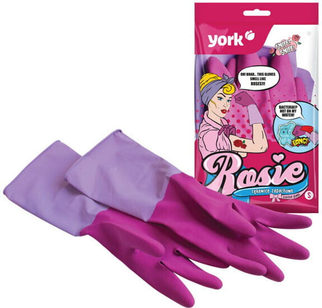 York, Rękawice gumowe zapachowe Rosie, rozmiar L, 1 para Obrázok produktu 