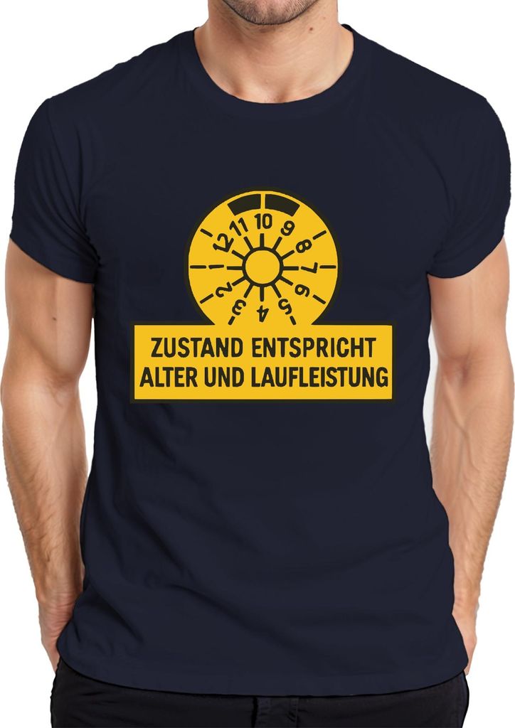 Zustand entspricht Alter Laufleistung Prüfplakette Geschenk Herren T-Shirt, Navy, 3XL