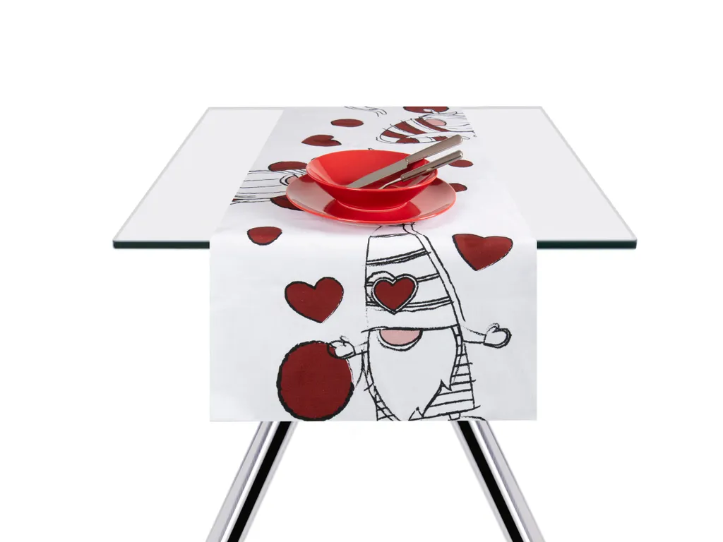 Chemin de table en coton 140x45 cm Excelsa imprimé gnomes multicolores - 3
