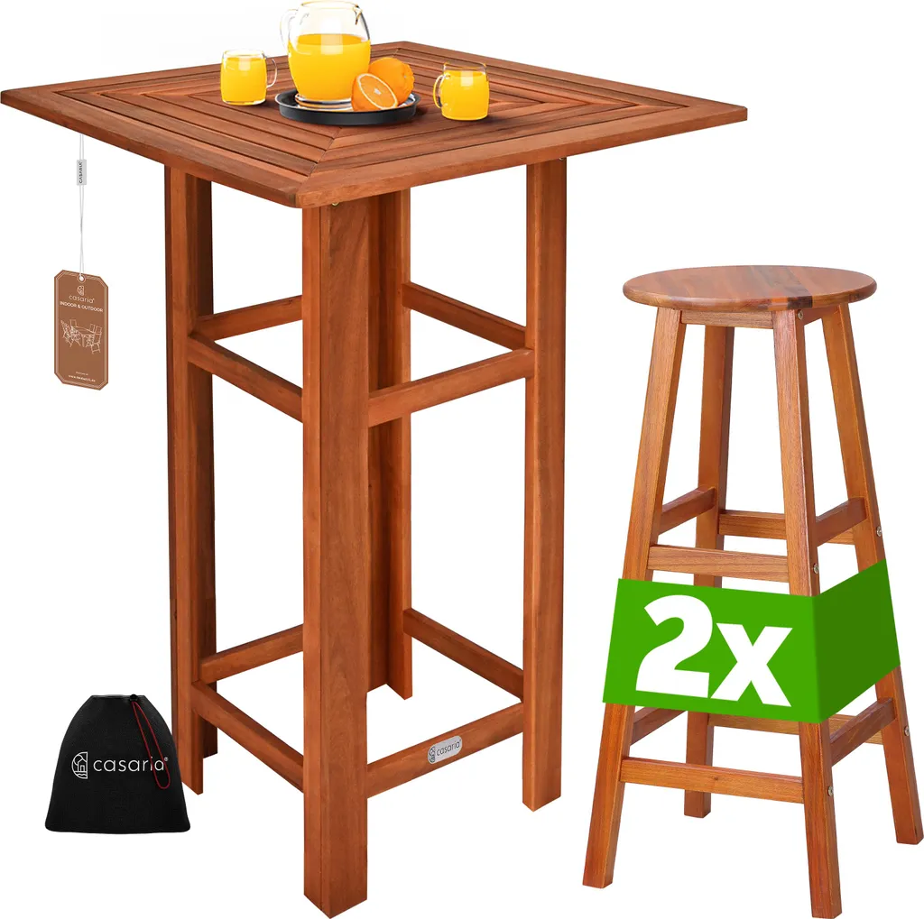 Set de Bar Robuste en Bois d'Acacia pour Jardin : Finies les Tables Instables