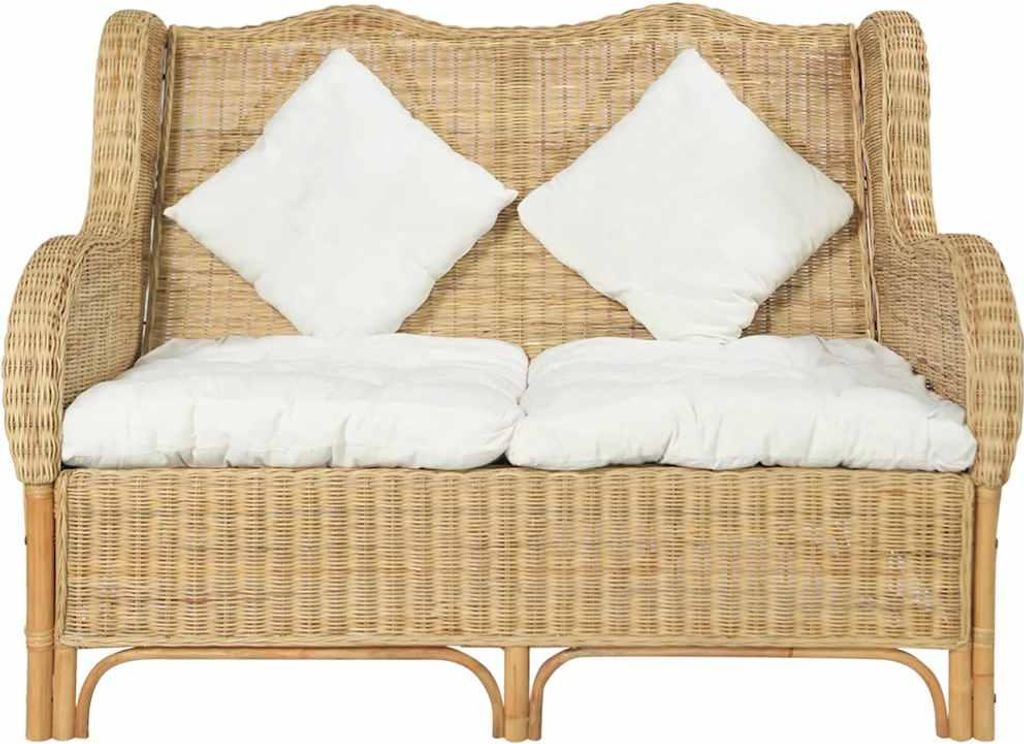 vidaXL 2-Sitzer-Sofa Natürliches Rattan und Leinen Produktbild 