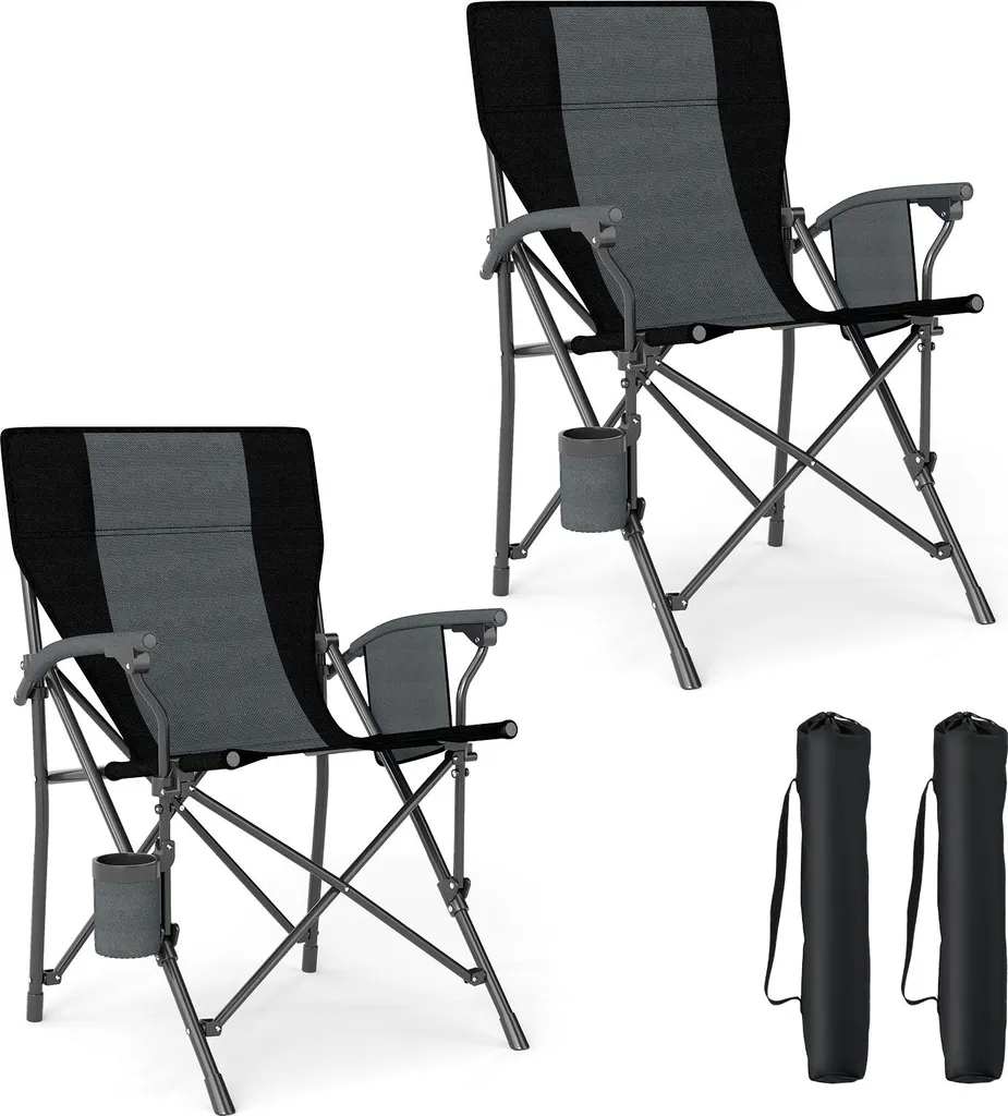 Chaise Camping Pliante Charge 160kg avec Poche Latérale et Porte-Gobelet