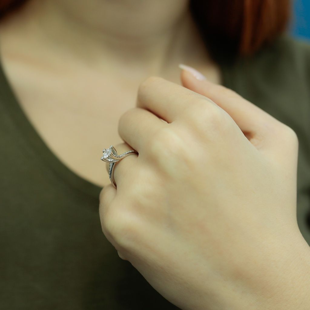 0,50 Carat Diamant Solitär Ring Antragsring 14 Karat Weißgold