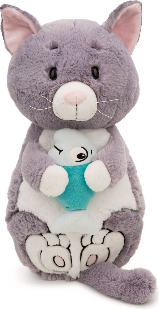 NICI Kuscheltier Katze & Fisch grau 20cm