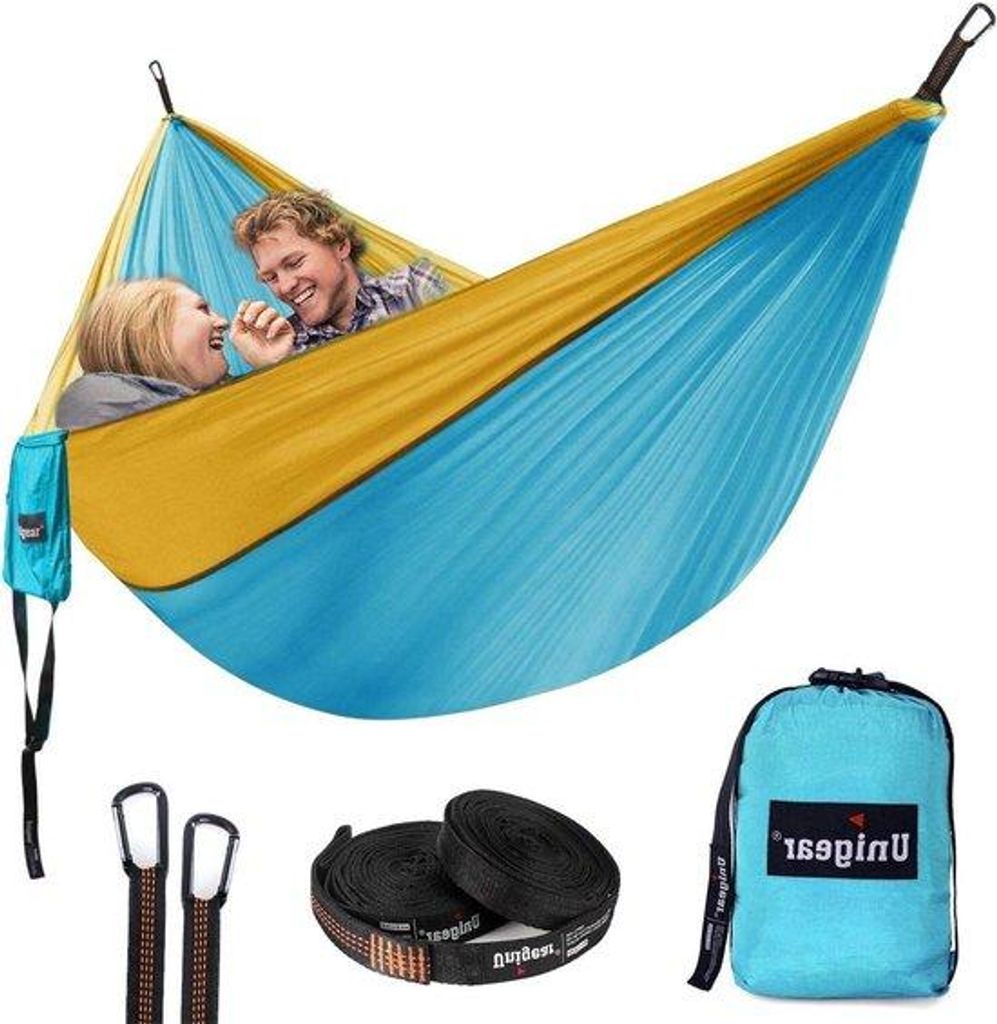 Leichtes Reisebett 320x200cm - Camping-Reisebett für 2 Personen - Tragfähigkeit bis 300kg - Reisebett mit Aufhängeset und Karabinerhaken
