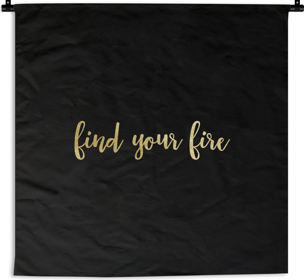 MuchoWow Wandteppich Wandbehang Zitate - Feuer - Gold - Schwarz 150x150 cm Tapisserie Dekoration Wandtuch - Wohnaccessoires - Modernes