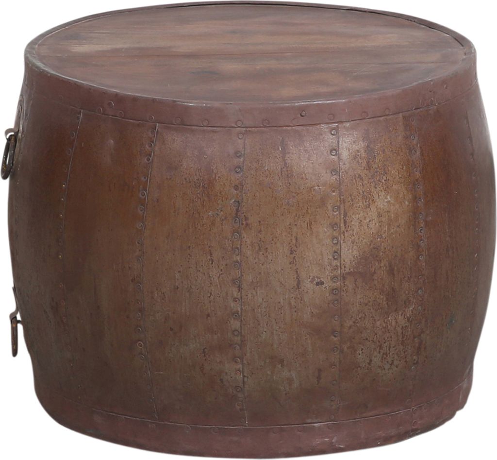 Marrakesch Industrial runder Couchtisch Wohnzimmertisch aus Holz 80 cm groß | Sofatisch rund mit 8mm Glasplatte als Vintage Wohnzimmer Deko | Mass...