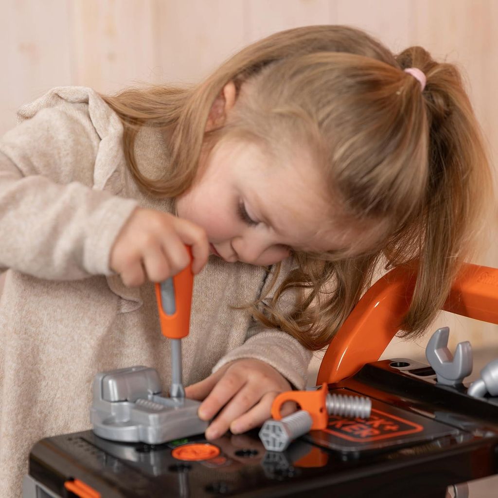 3-in-1 Multifunktionale Werkbank für Kinder - Mobiler Trolley, Schubkarre und Werkzeugkoffer
