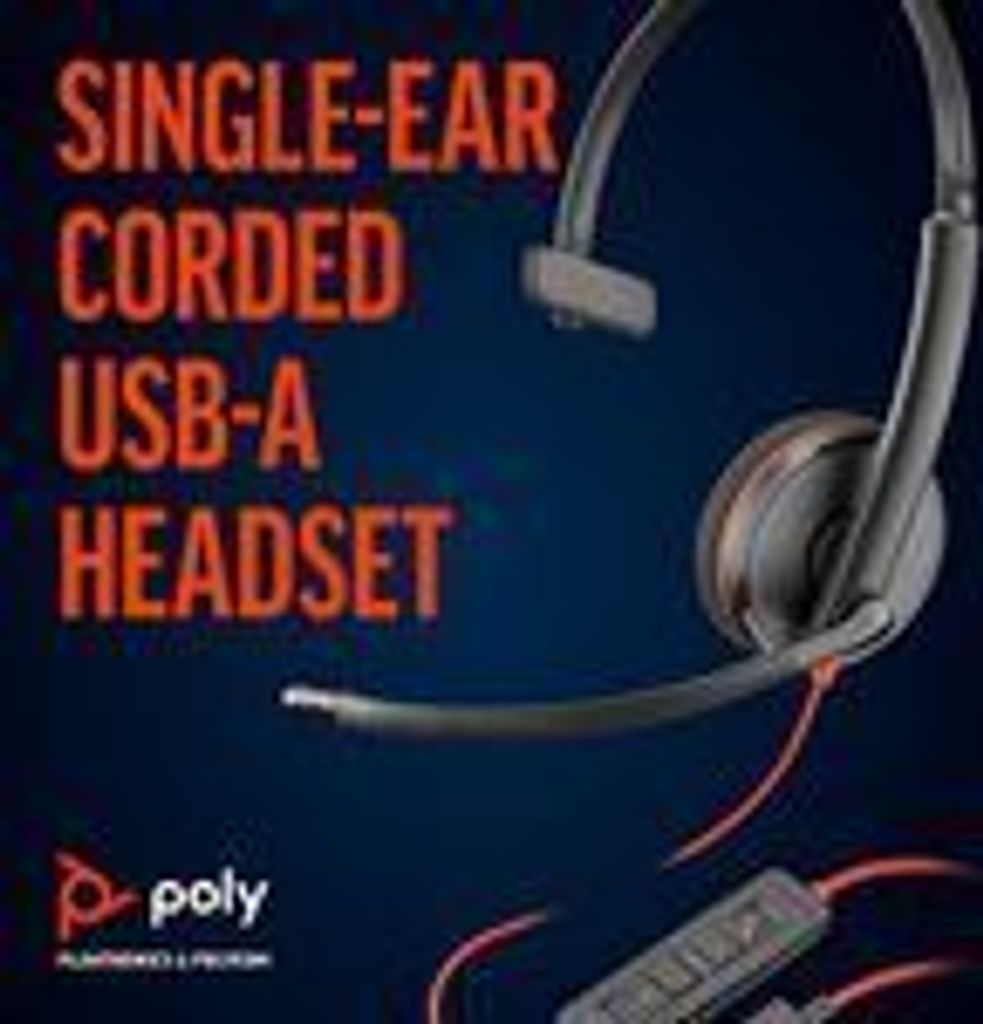Plantronics Blackwire C3215: Auricolare Cablato Mono USB-A, Design Over-the-head, Risposta 20-20kHz