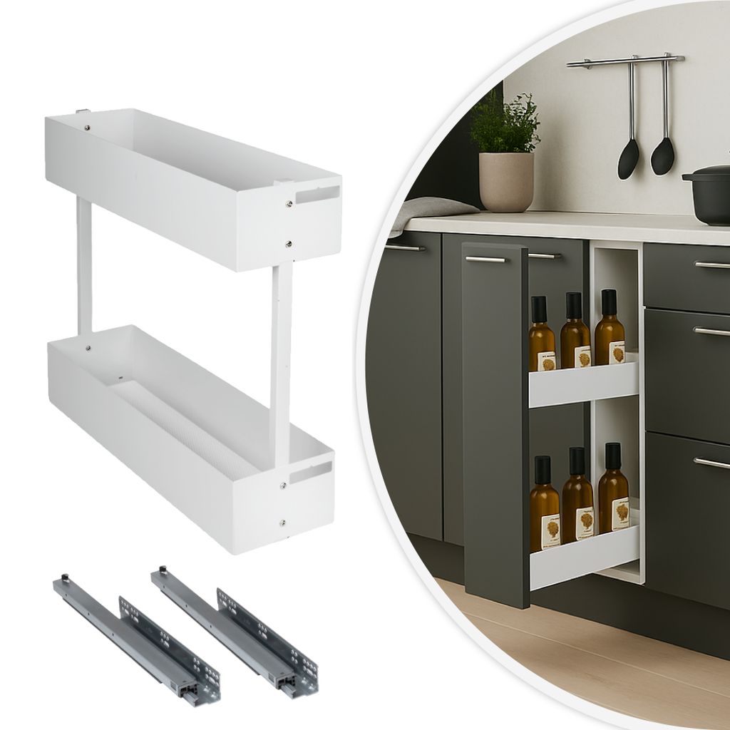 Schrankauszug Küche  Rechts 2 Etagen 200mm Softclose WOPLUS Produktbild 