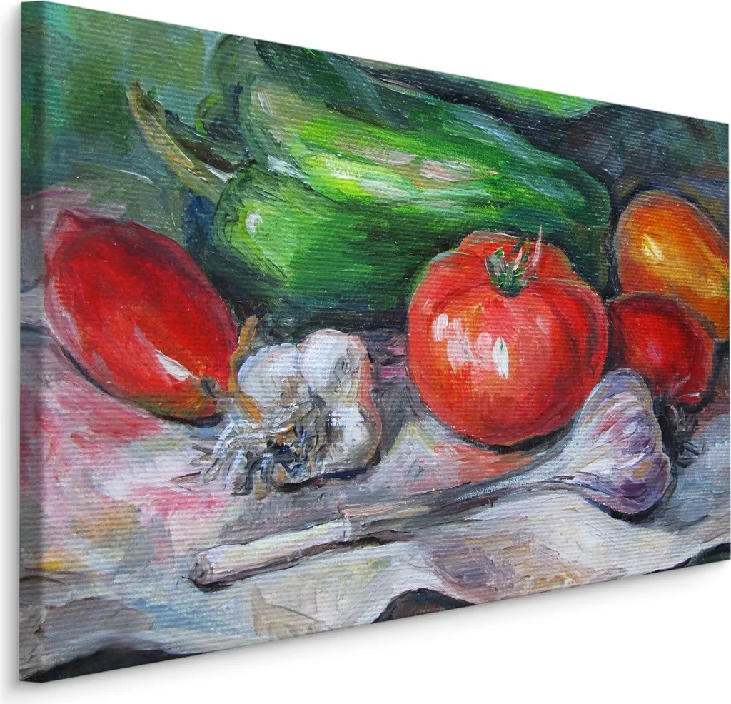 Favolosa carta da parati su tela 100x70 cm XXL stampa d'arte verdure peperoni pomodori