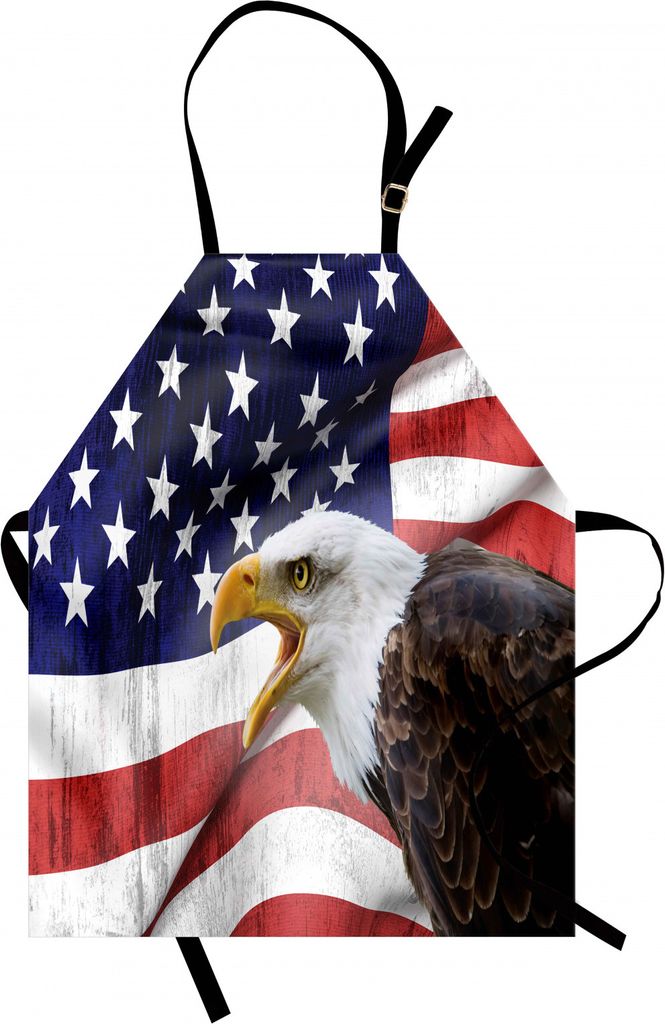 ABAKUHAUS Amerikanische Flagge Kochschürze, Adler auf den Vordergrund Banner Stolz Geschichte Solidarität Martial Identity Symbol, Höhenverstell...