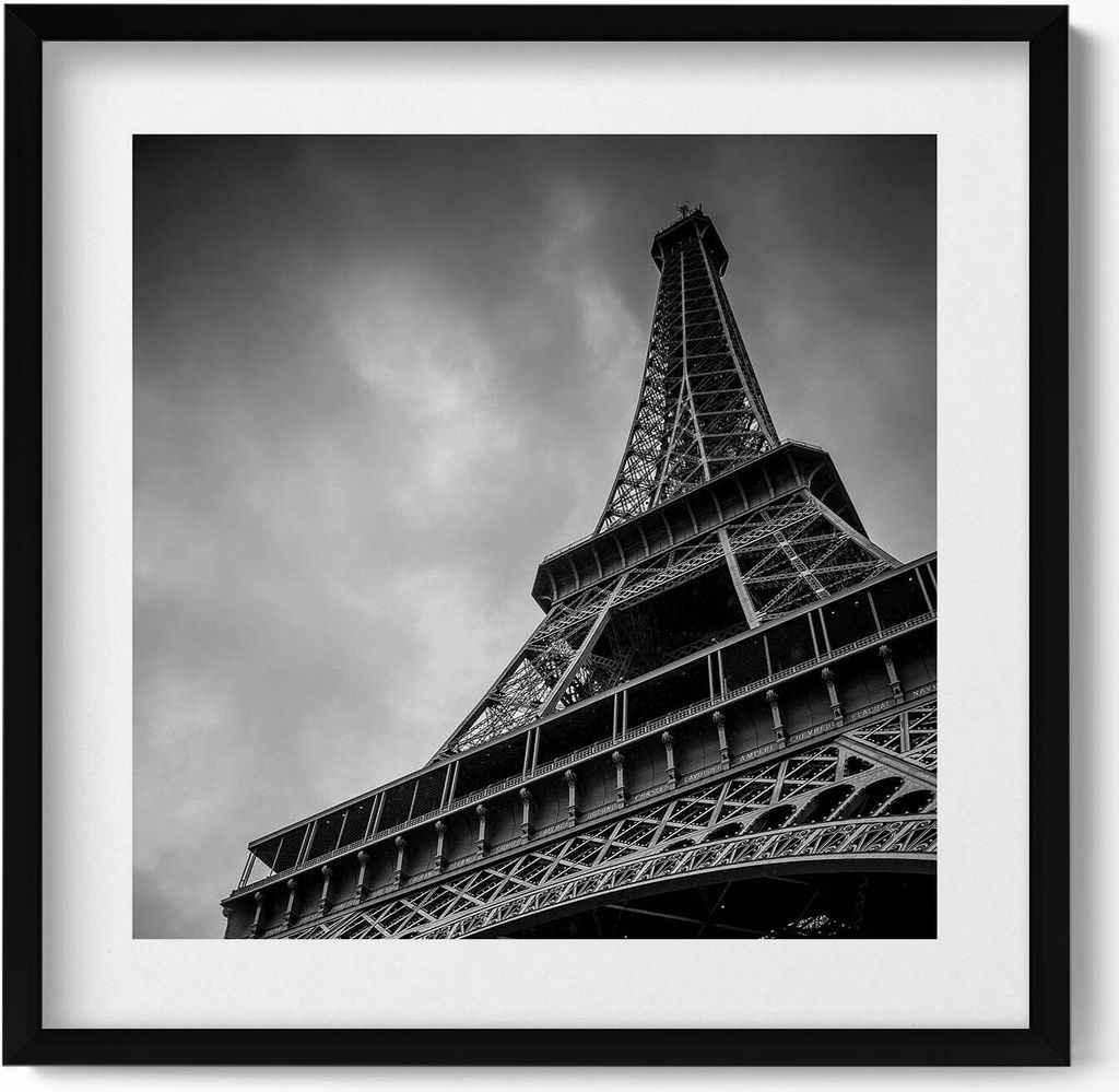 Eiffelturm - Paris, Frankreich– Wandbild mit Rahmen – Gerahmtes Bild – Wanddekoration – 50x50 cm – Schwarz Rahmen