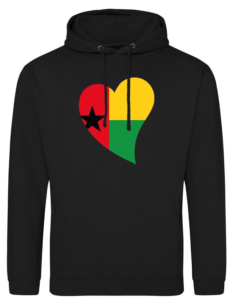 Huuraa Uni Hoodie Guinea-Bissau Flagge Herz M Deep Black Vegan Sweatshirt Geschenkidee