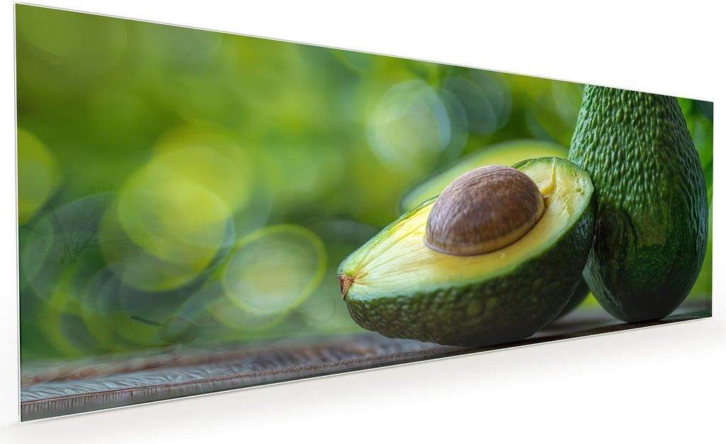 Küchenrückwand Spritzschutz Glas mit Motiv Avocado Anschnitt 40 x 40 cm