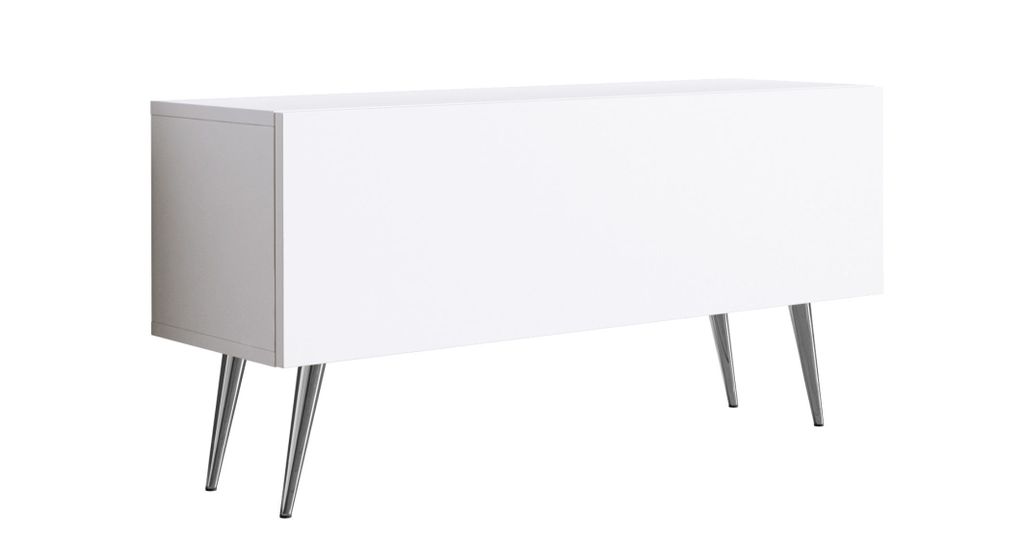 TV-SCHRANK: Mattweiß, Chrombeine, 100 x 52 x 32 cm