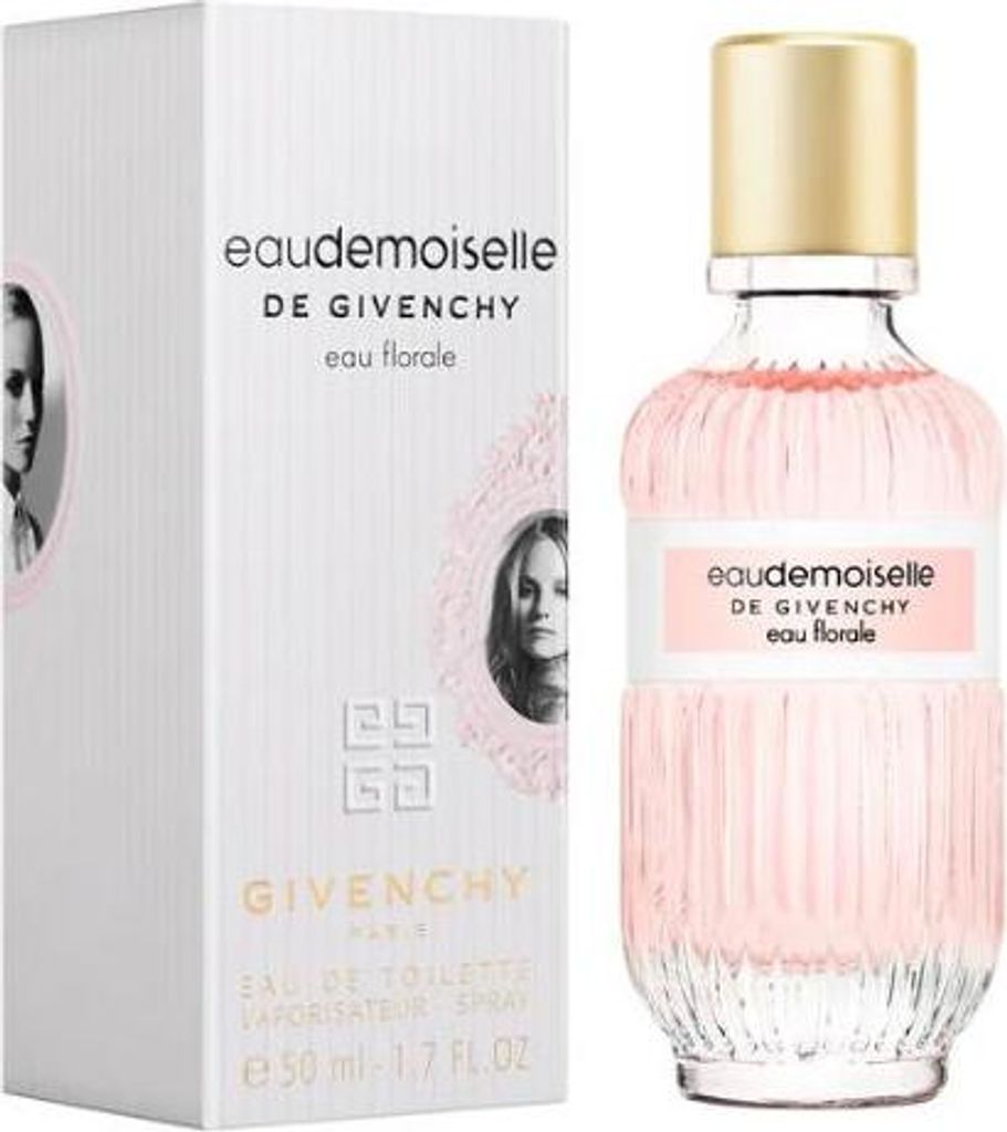 A product shot of a perfume bottle and its packaging.