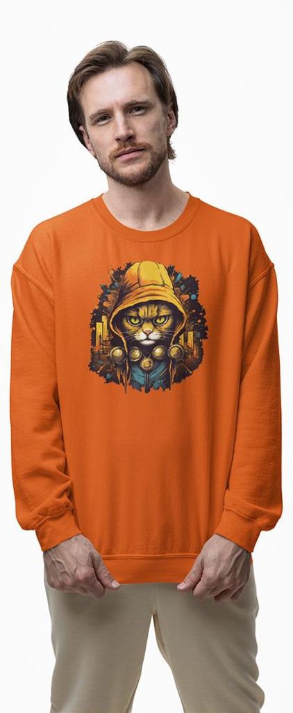 D&B Design Uni Pullover SWCAT00005 Cat Orange-Größe M