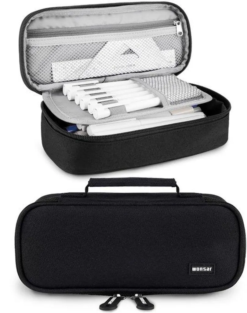 Grande trousse scolaire à compartiments multiples pour collégiens et bureau