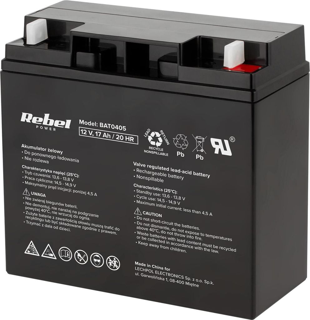 Rebel12V 17Ah wartungsfreie Gel-Batterie für UPS